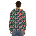 Tropical Parrot Pattern Print Men's Velvet Pullover Hoodie