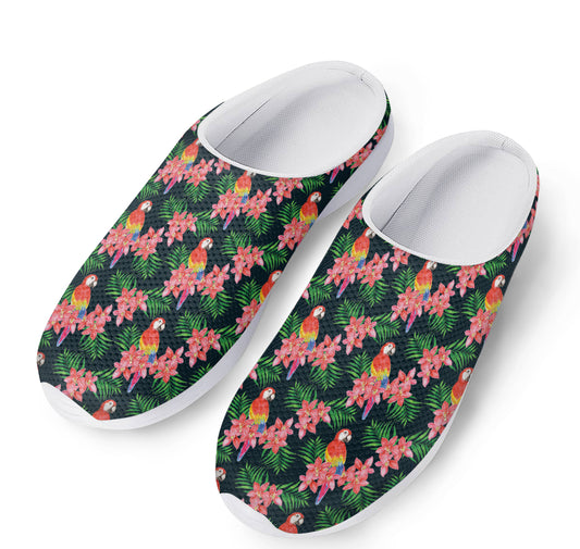 Tropical Parrot Pattern Print Mesh Casual Shoes