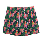 Tropical Parrot Pattern Print Mesh Shorts