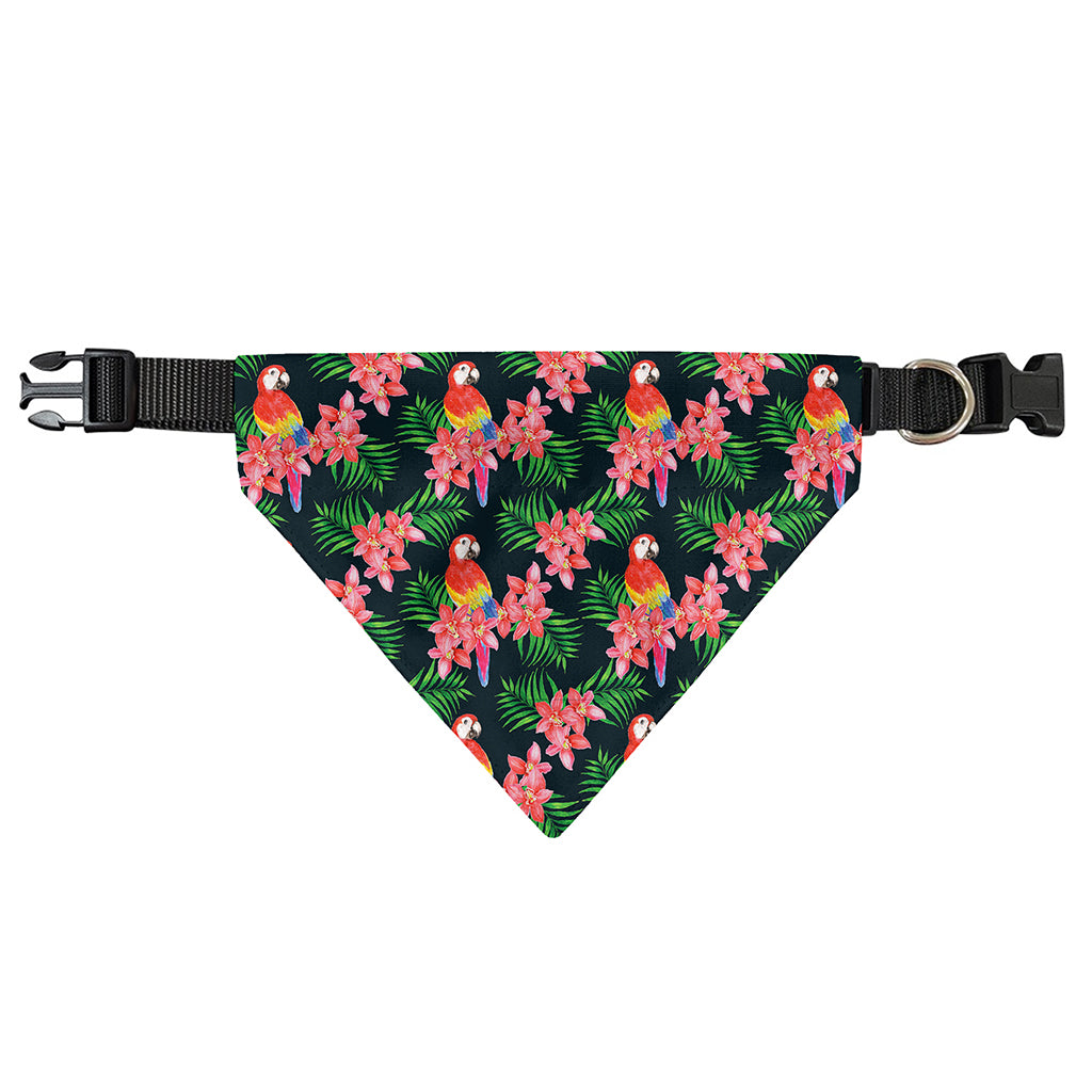 Tropical Parrot Pattern Print Over The Collar Dog Bandana