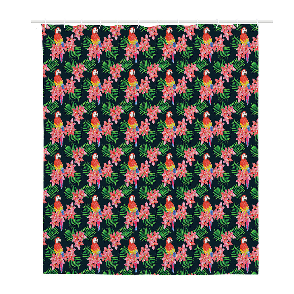 Tropical Parrot Pattern Print Polyester Shower Curtain