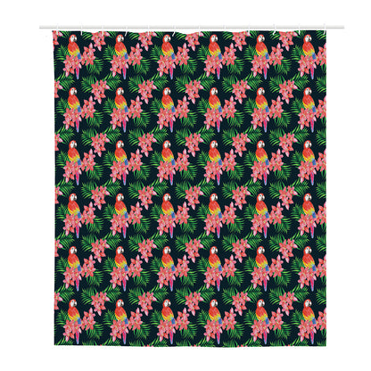 Tropical Parrot Pattern Print Polyester Shower Curtain