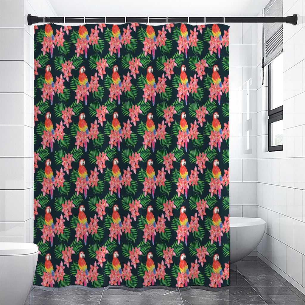 Tropical Parrot Pattern Print Premium Shower Curtain
