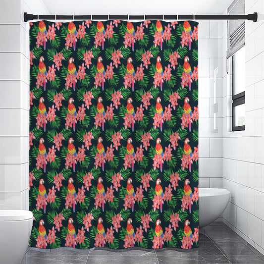 Tropical Parrot Pattern Print Premium Shower Curtain