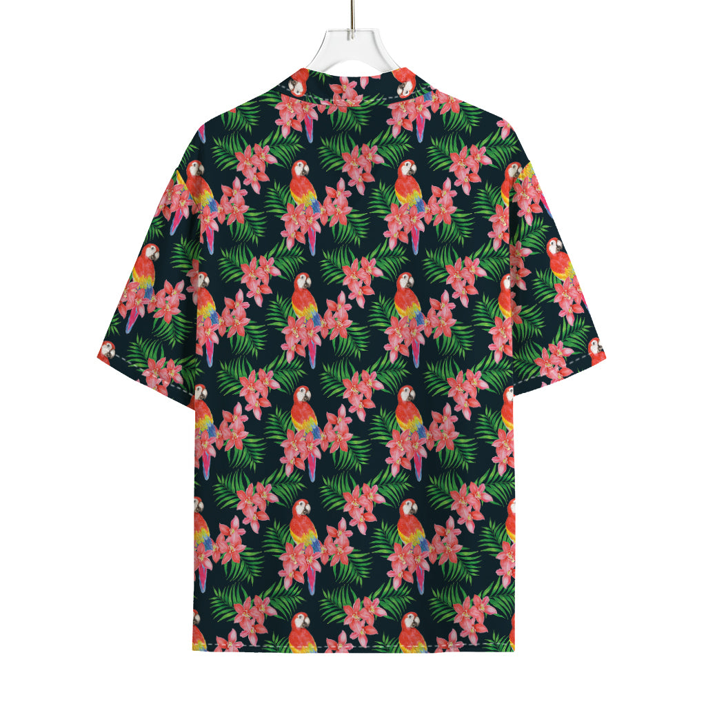 Tropical Parrot Pattern Print Rayon Hawaiian Shirt