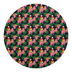 Tropical Parrot Pattern Print Round Blanket