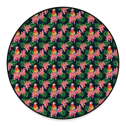 Tropical Parrot Pattern Print Round Floor Mat