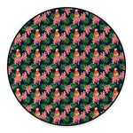 Tropical Parrot Pattern Print Round Floor Mat