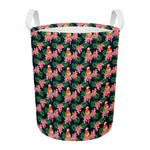 Tropical Parrot Pattern Print Round Laundry Basket