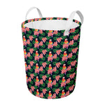 Tropical Parrot Pattern Print Round Laundry Basket