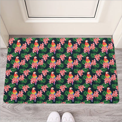 Tropical Parrot Pattern Print Rubber Doormat