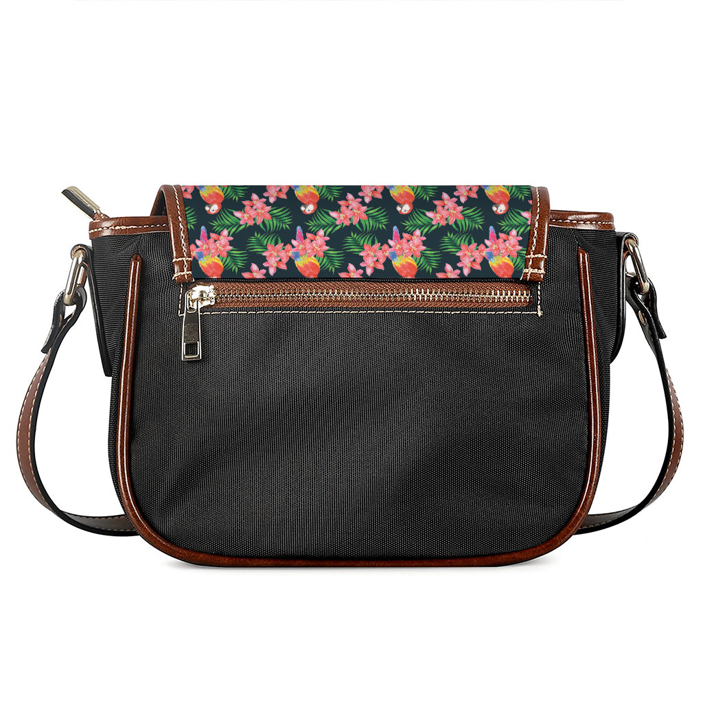 Tropical Parrot Pattern Print Saddle Bag