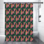 Tropical Parrot Pattern Print Shower Curtain