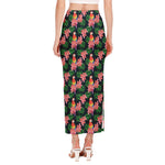 Tropical Parrot Pattern Print Side Slit Maxi Skirt