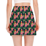 Tropical Parrot Pattern Print Side Slit Mini Skirt