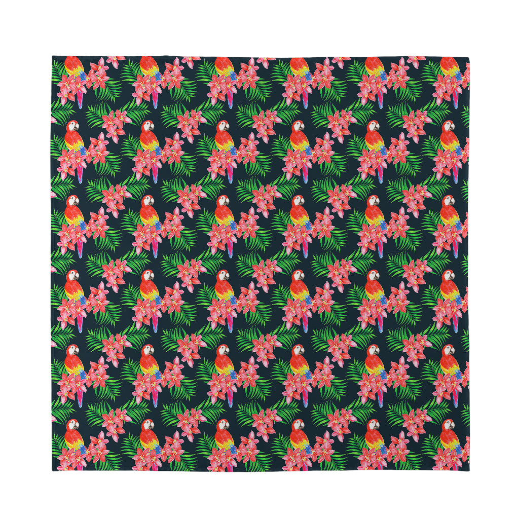 Tropical Parrot Pattern Print Silk Bandana