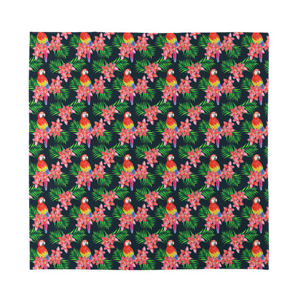 Tropical Parrot Pattern Print Silk Bandana