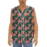 Tropical Parrot Pattern Print Sleeveless Baseball Jersey