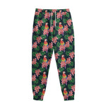Tropical Parrot Pattern Print Sweatpants