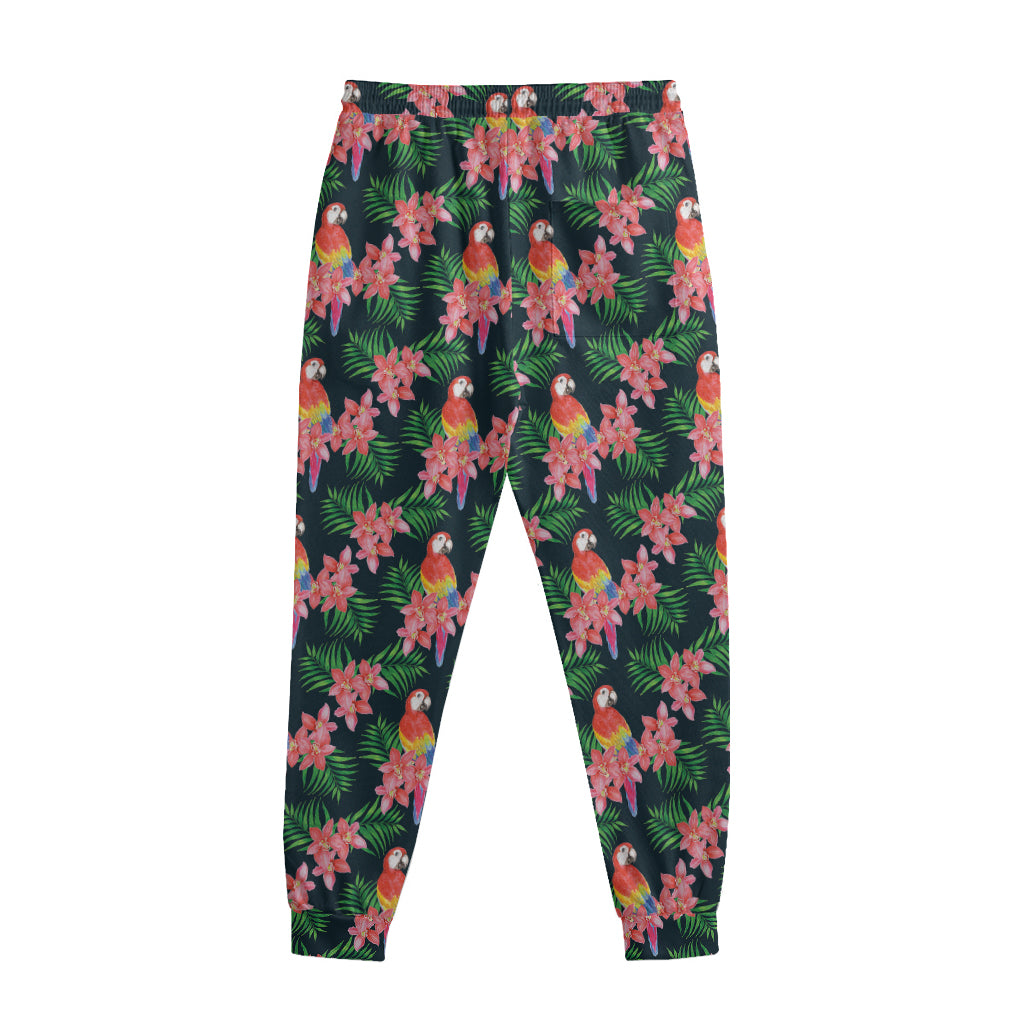 Tropical Parrot Pattern Print Sweatpants