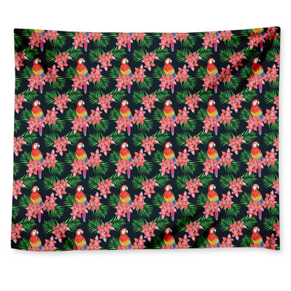 Tropical Parrot Pattern Print Tapestry
