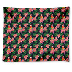 Tropical Parrot Pattern Print Tapestry