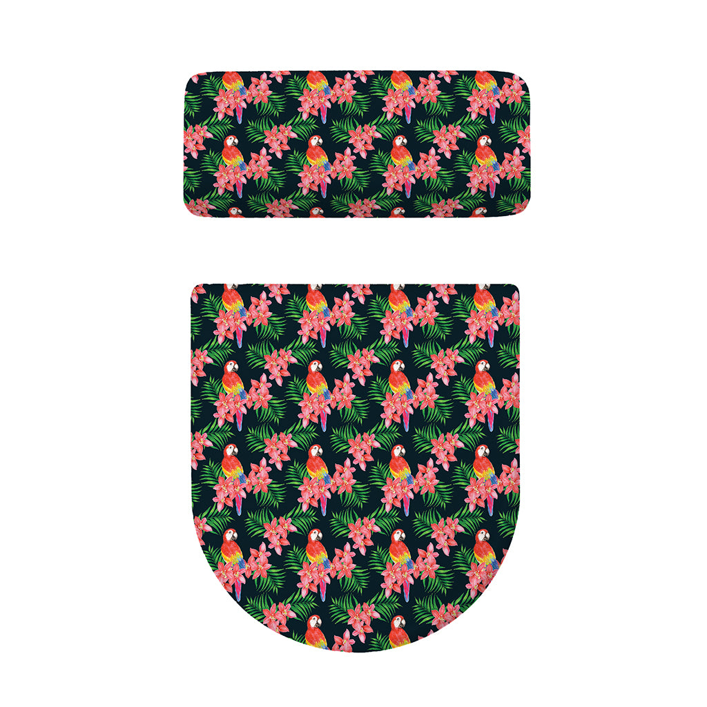 Tropical Parrot Pattern Print Toilet Lid And Tank Cover Set