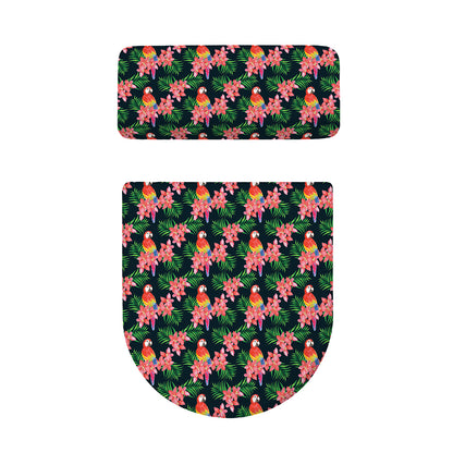 Tropical Parrot Pattern Print Toilet Lid And Tank Cover Set