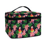 Tropical Parrot Pattern Print Travel Makeup Bag