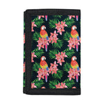 Tropical Parrot Pattern Print Trifold Wallet