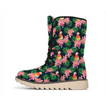 Tropical Parrot Pattern Print Winter Boots