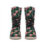 Tropical Parrot Pattern Print Winter Boots