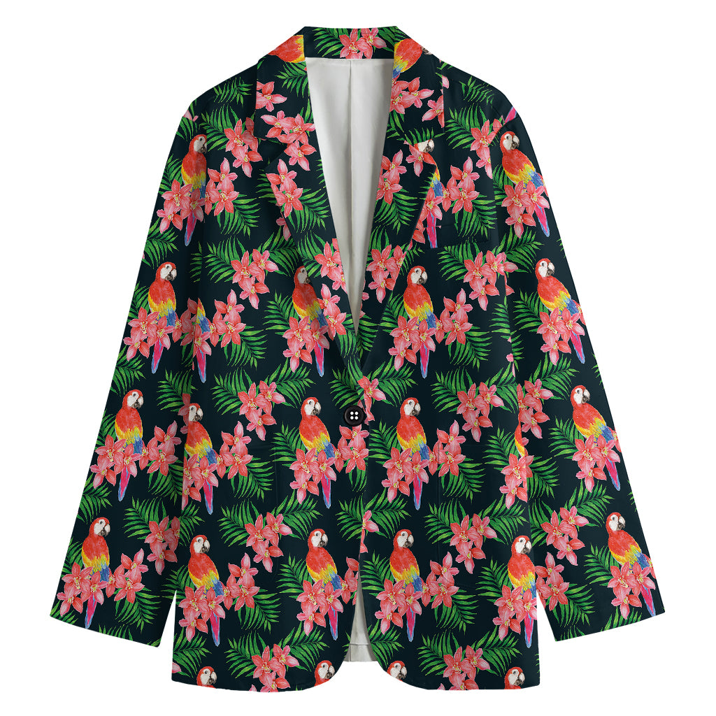 Tropical Parrot Pattern Print Women's Blazer