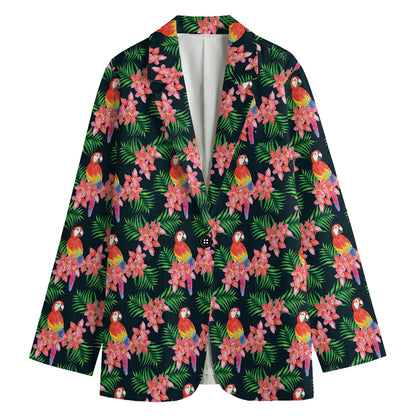 Tropical Parrot Pattern Print Women's Blazer
