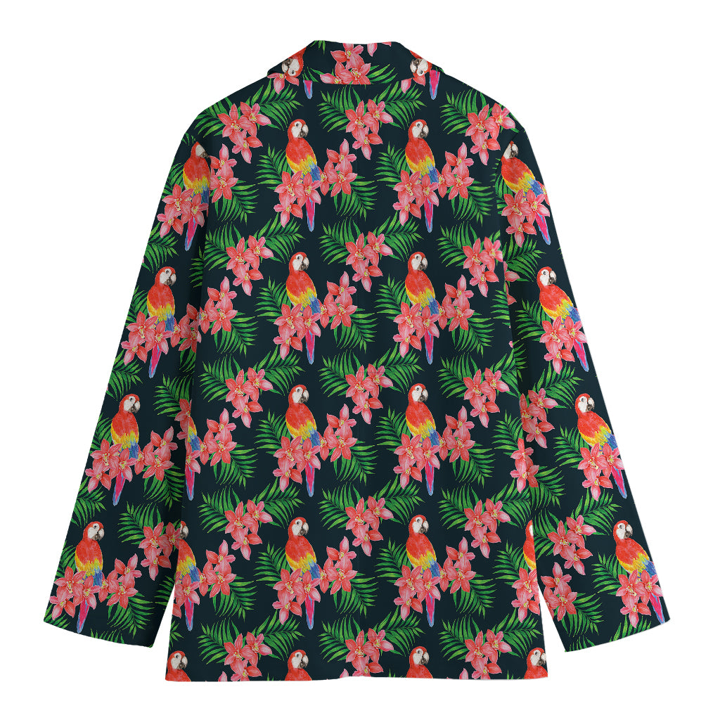 Tropical Parrot Pattern Print Women's Blazer