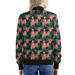 Tropical Parrot Pattern Print Women's Bomber Jacket
