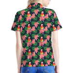 Tropical Parrot Pattern Print Women's Polo Shirt