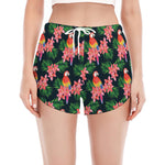 Tropical Parrot Pattern Print Women's Split Running Shorts