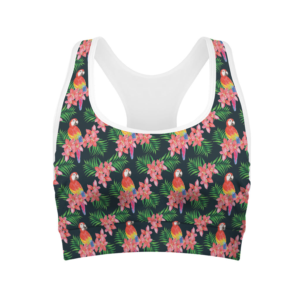 Tropical Parrot Pattern Print Women's Sports Bra