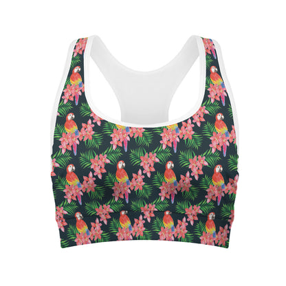 Tropical Parrot Pattern Print Women's Sports Bra