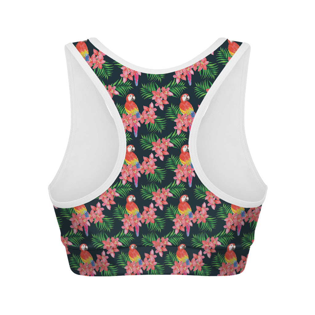 Tropical Parrot Pattern Print Women's Sports Bra
