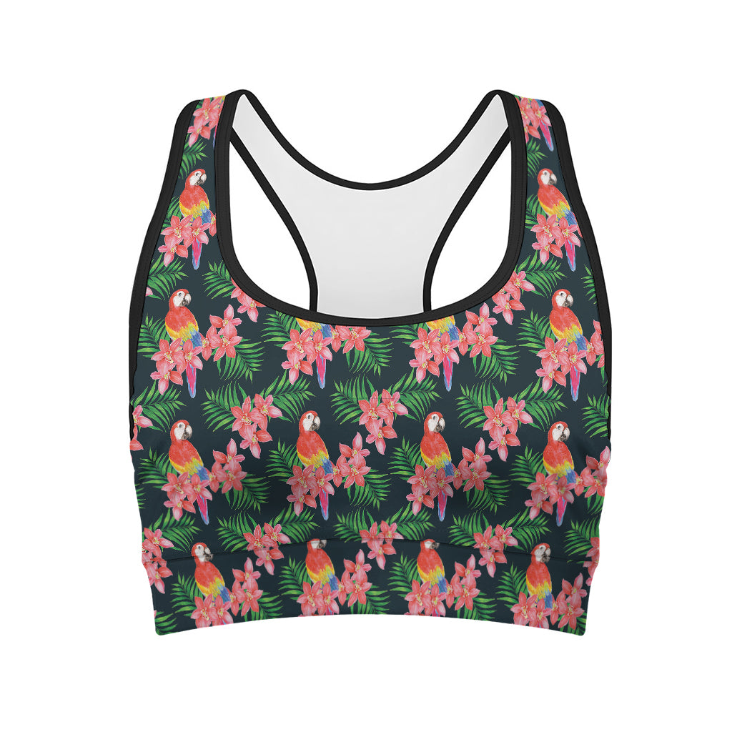 Tropical Parrot Pattern Print Women's Sports Bra