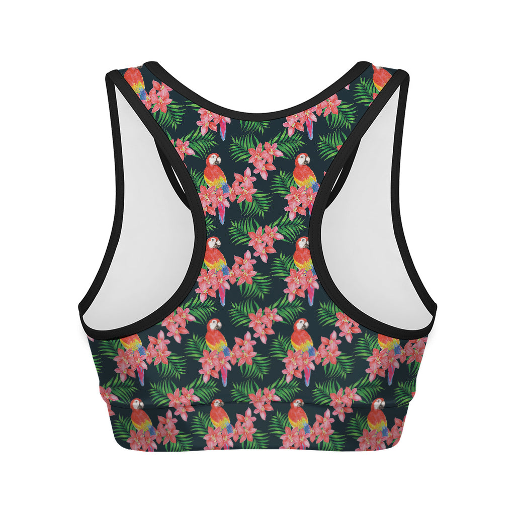 Tropical Parrot Pattern Print Women's Sports Bra