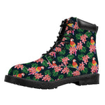 Tropical Parrot Pattern Print Work Boots