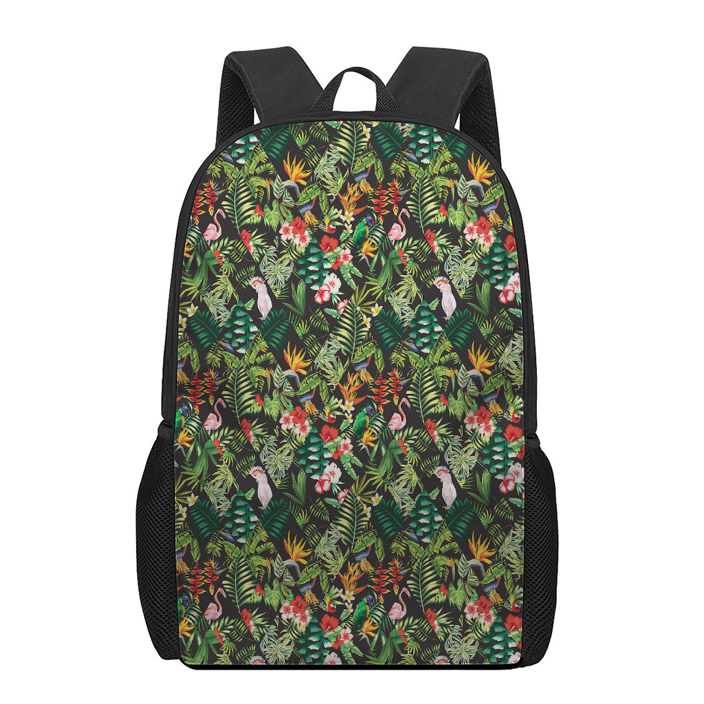 Tropical Patchwork Pattern Print 17 Inch Backpack