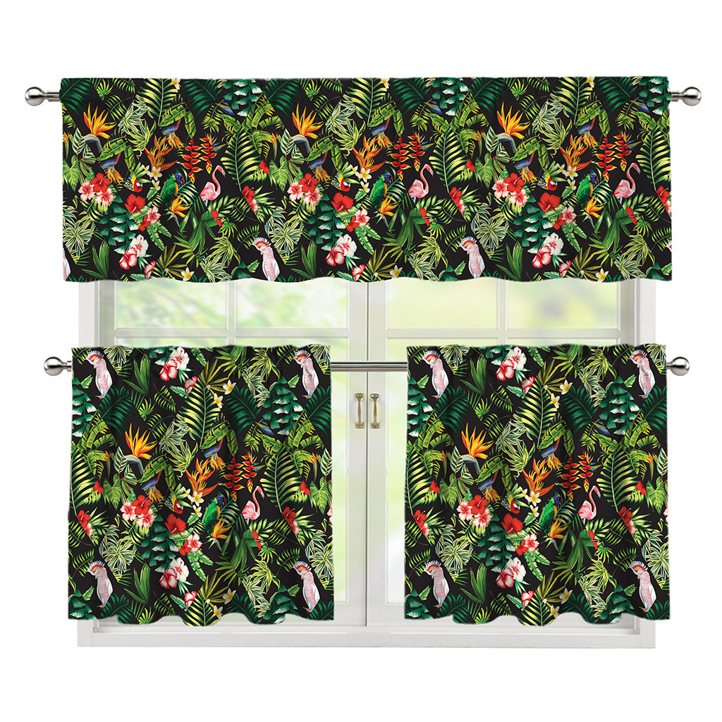 Tropical Patchwork Pattern Print 3 Piece Kitchen Curtains