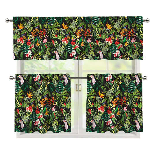 Tropical Patchwork Pattern Print 3 Piece Kitchen Curtains