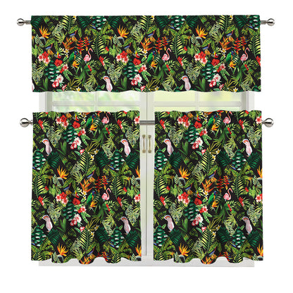 Tropical Patchwork Pattern Print 3 Piece Kitchen Curtains