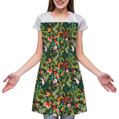 Tropical Patchwork Pattern Print Adjustable Apron