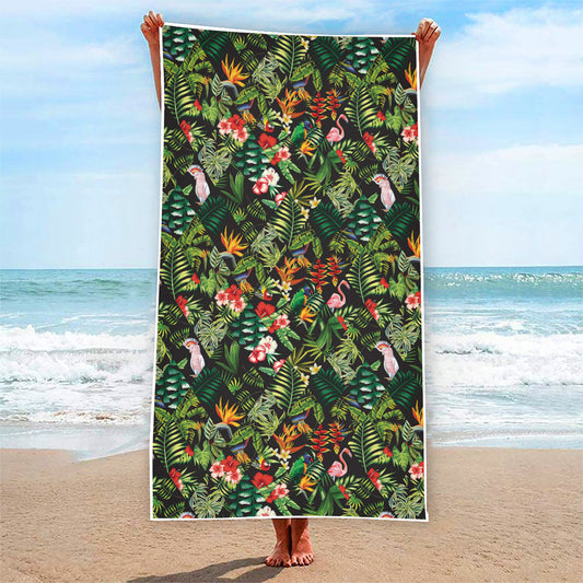 Tropical Patchwork Pattern Print Beach Towel